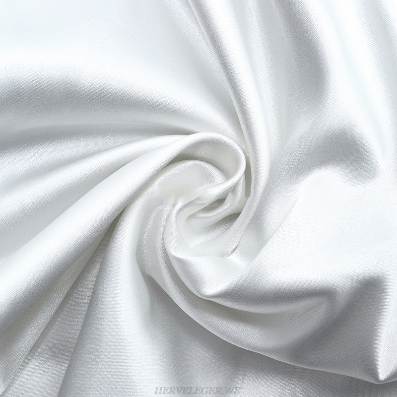 Herve Leger White Two Piece Ruched Satin Dress