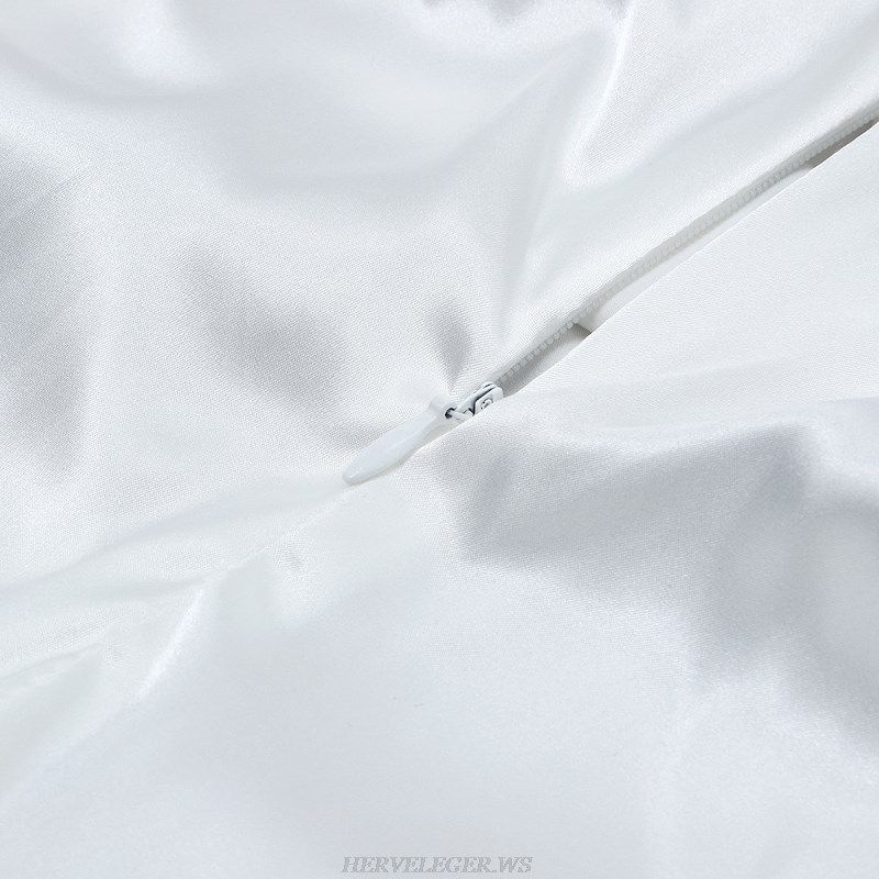 Herve Leger White Two Piece Ruched Satin Dress