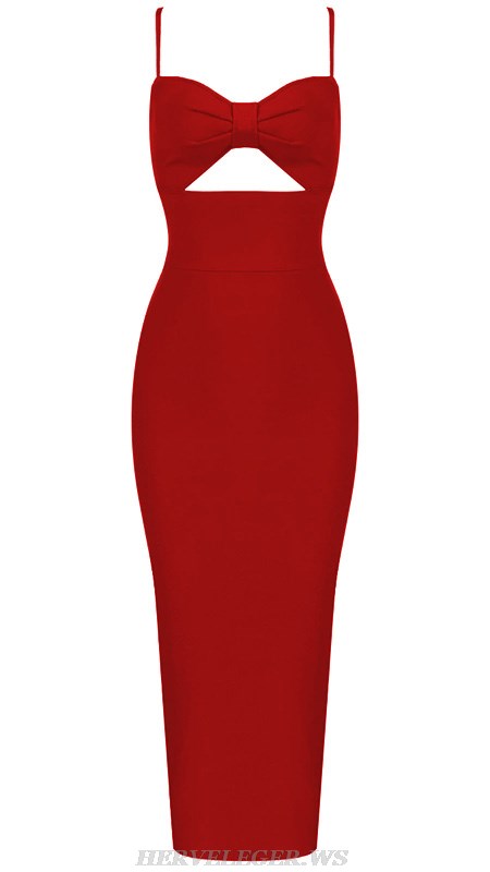 Herve Leger Red Bow Bustier Dress