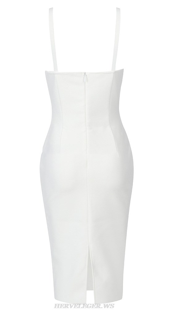 Herve Leger White Embellished Dress