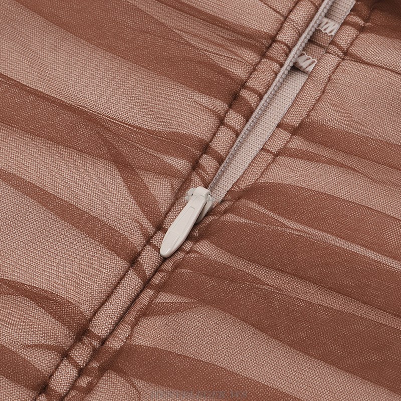 Herve Leger Brown Long Sleeve Off Shoulder Draped Dress