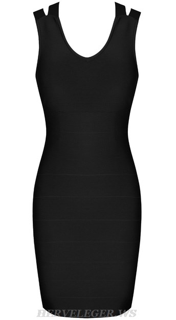 Herve Leger Light Black Strappy Back Dress