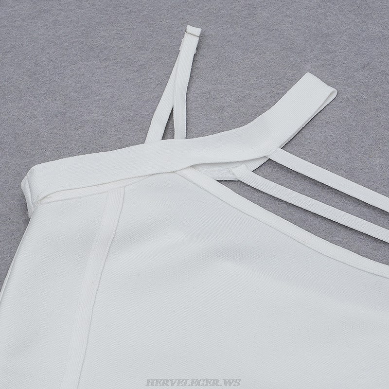 Herve Leger White Strappy Dress