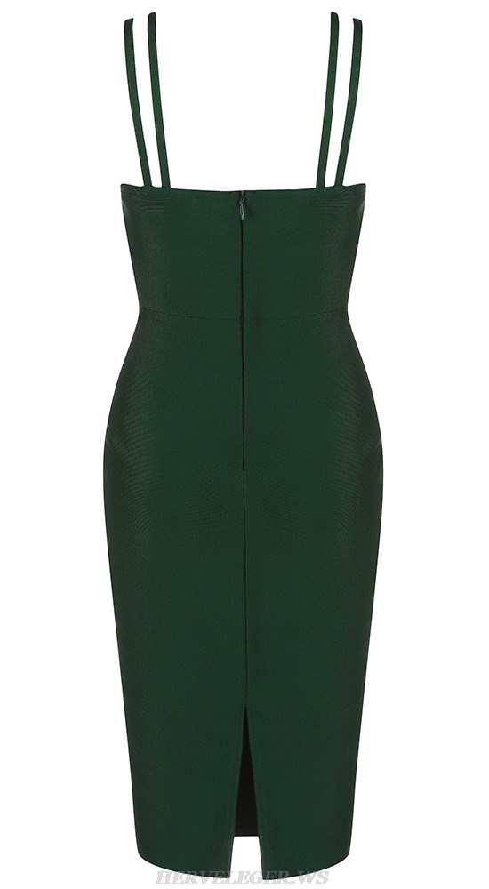 Herve Leger Green Strappy Silk Detail Dress
