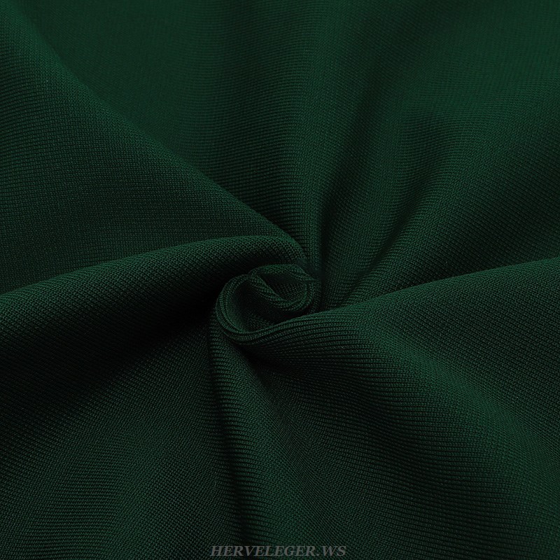 Herve Leger Green Strappy Silk Detail Dress