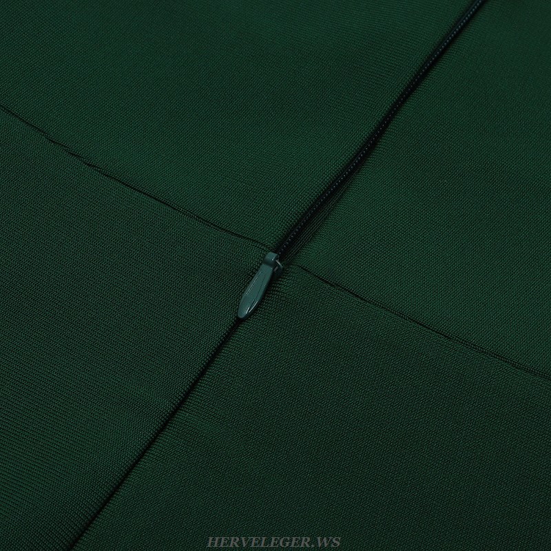 Herve Leger Green Strappy Silk Detail Dress