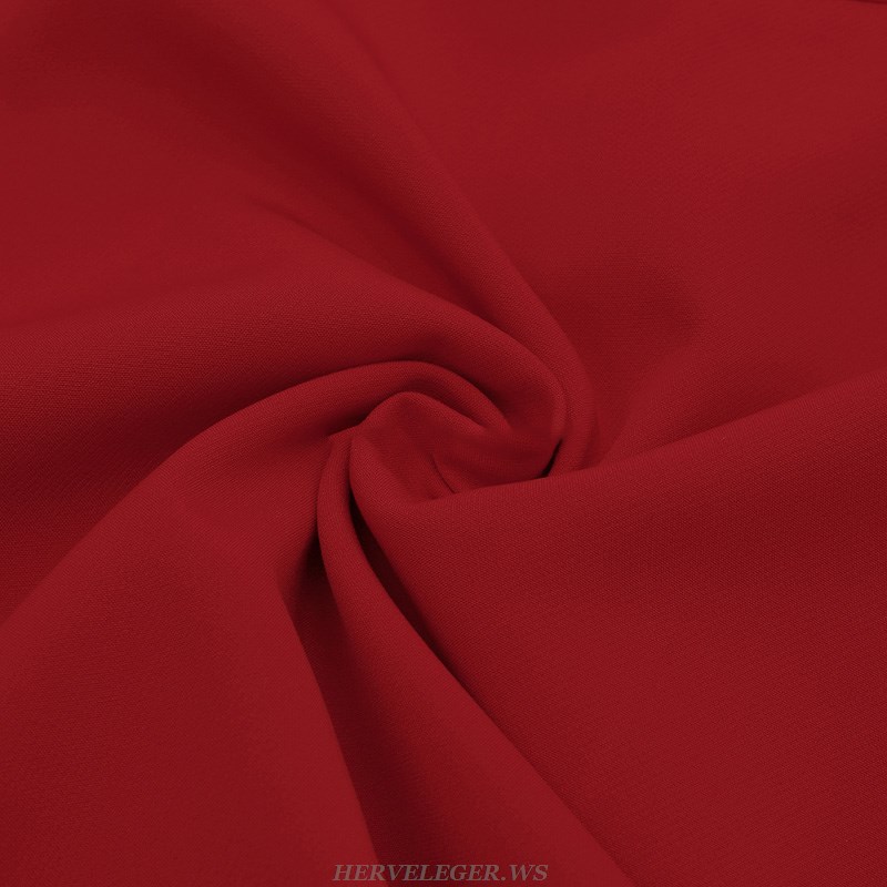 Herve Leger Red Cape Sleeve Corset Dress