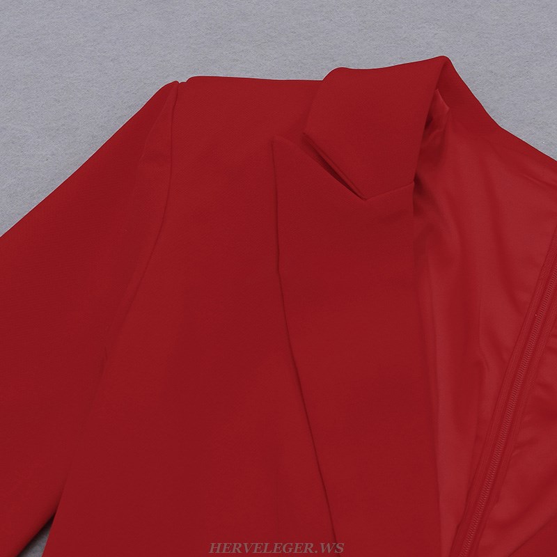 Herve Leger Red Cape Sleeve Corset Dress