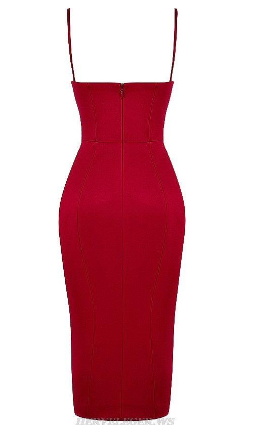 Herve Leger Red Corset Silk Dress
