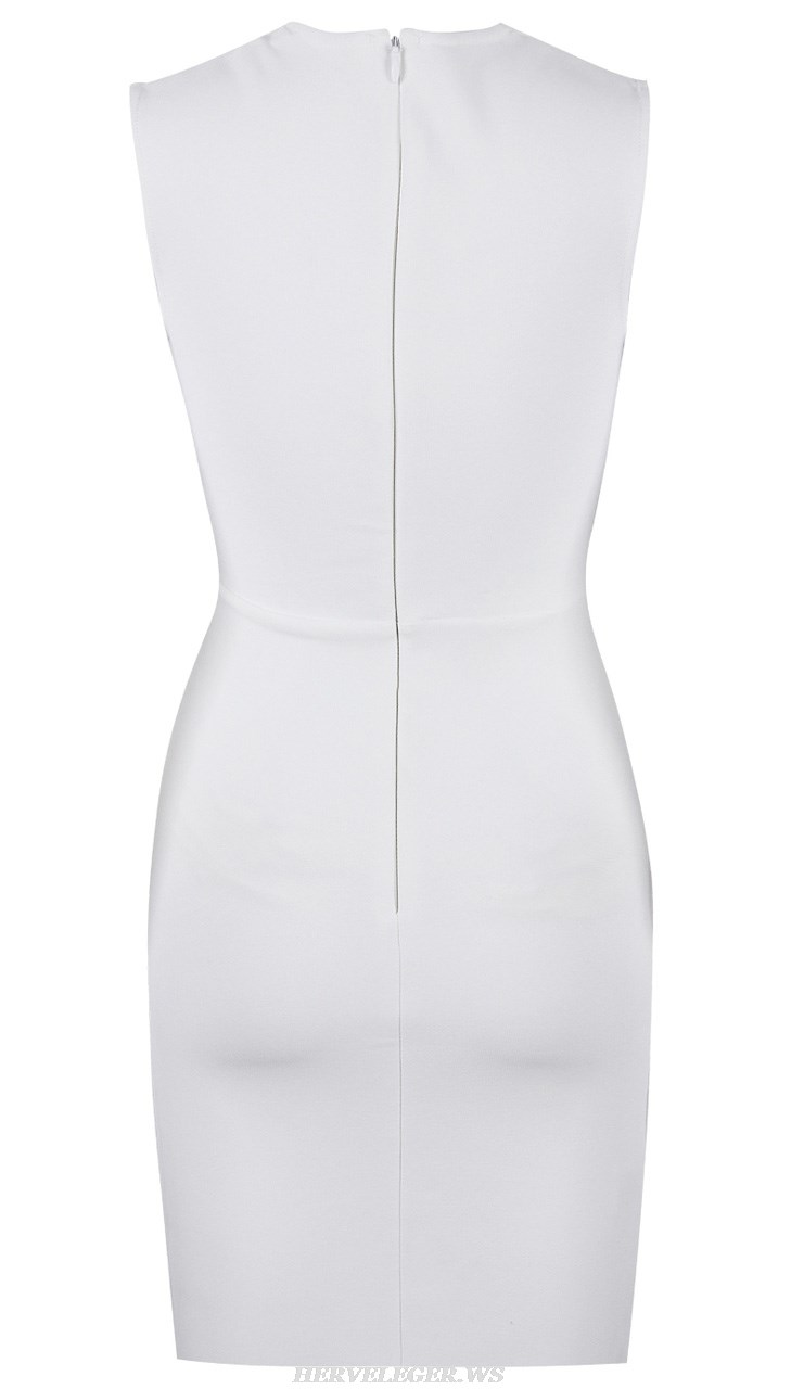 Herve Leger White Embellished Panel Dress