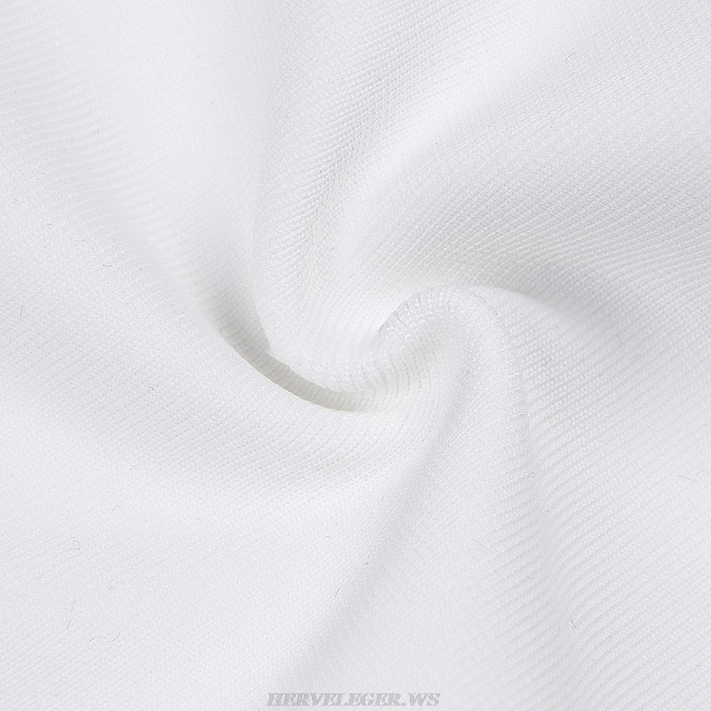 Herve Leger White Embellished Panel Dress