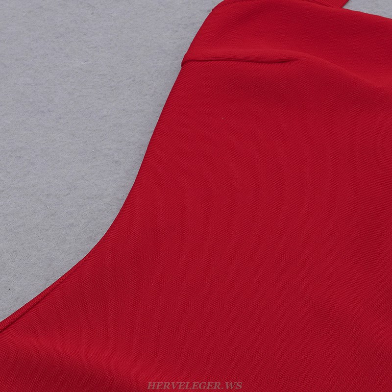 Herve Leger Red Halter Dress