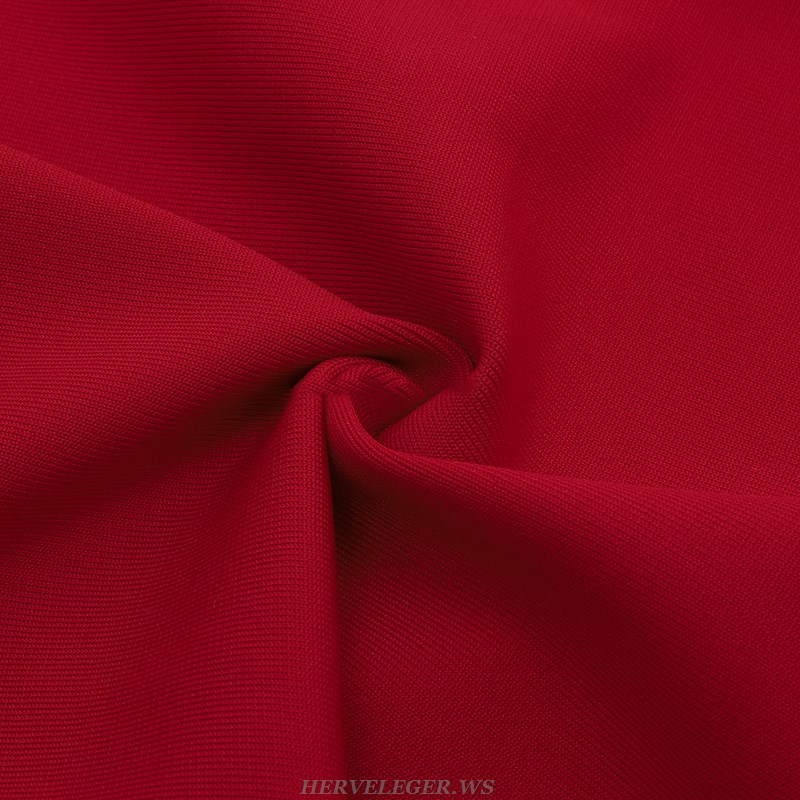 Herve Leger Red Halter Dress