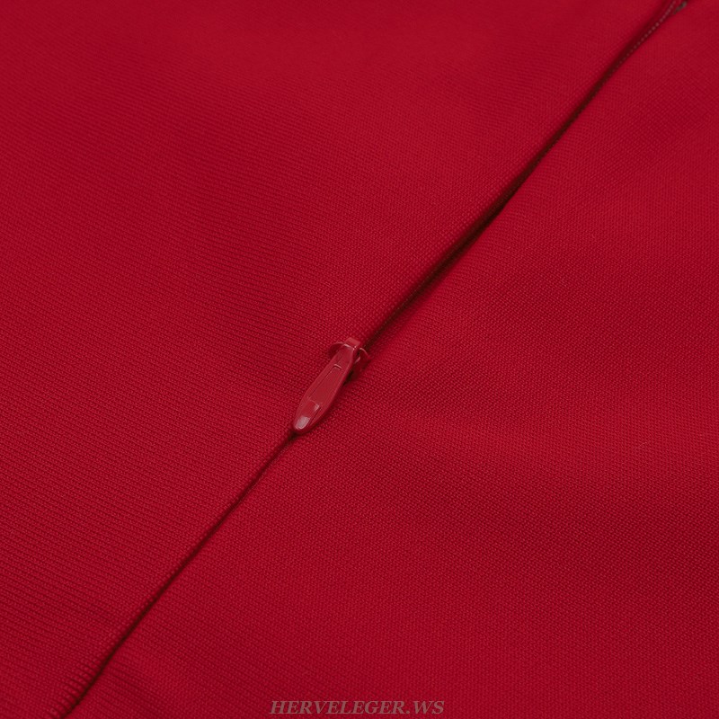 Herve Leger Red Halter Dress