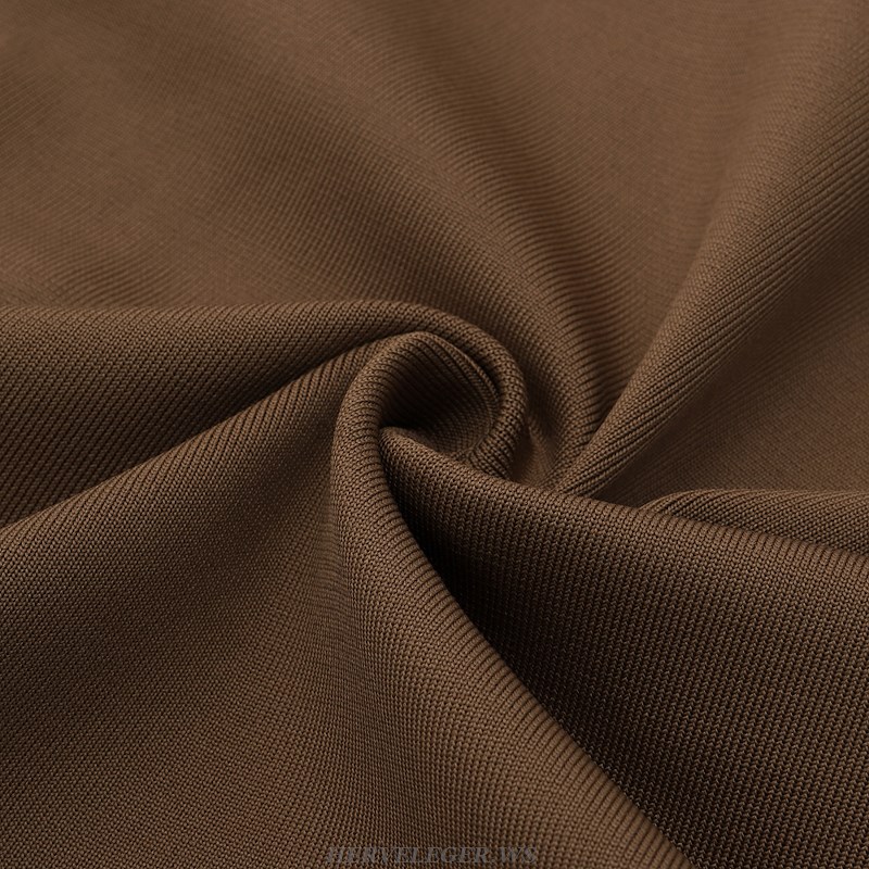 Herve Leger Brown Long Sleeve Corset Dress