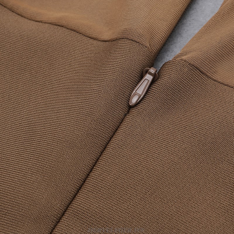 Herve Leger Brown Long Sleeve Corset Dress