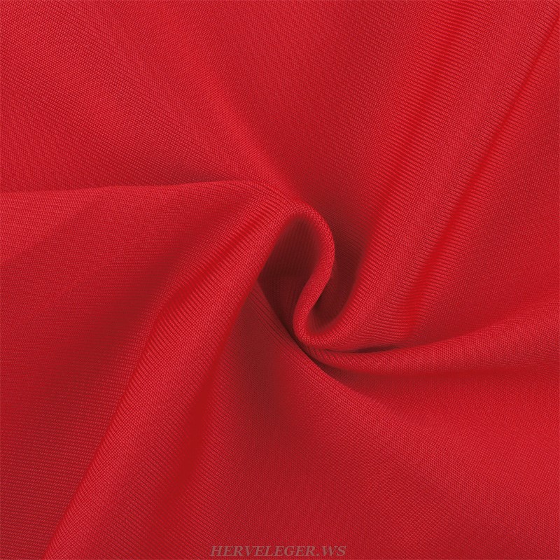 Herve Leger Red Long Sleeve Two Piece Dress
