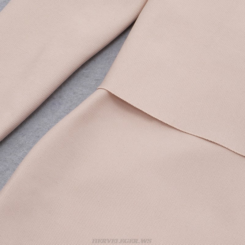 Herve Leger Nude One Sleeve Off The Shoulder Dress