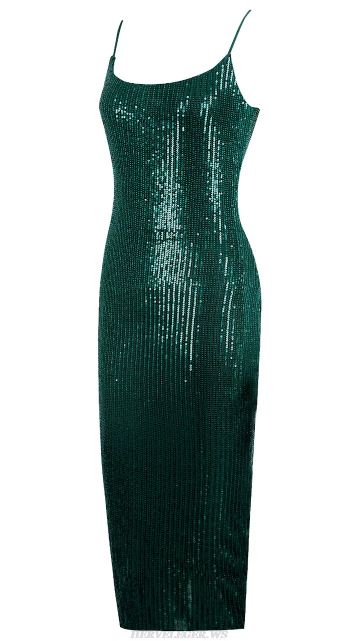 Herve Leger Green Sequin Dress