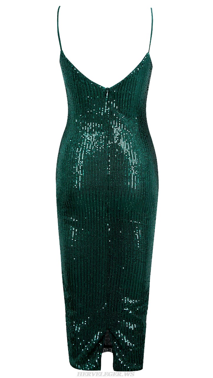 Herve Leger Green Sequin Dress