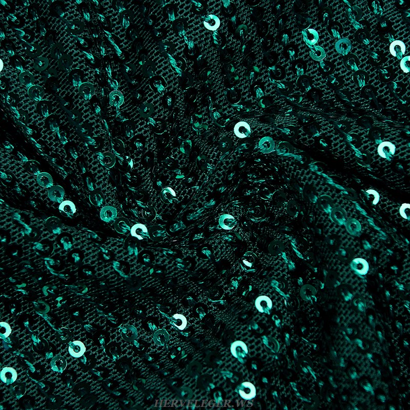 Herve Leger Green Sequin Dress