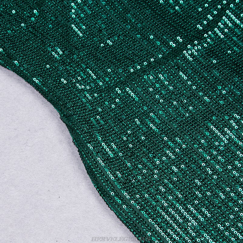 Herve Leger Green Sequin Dress