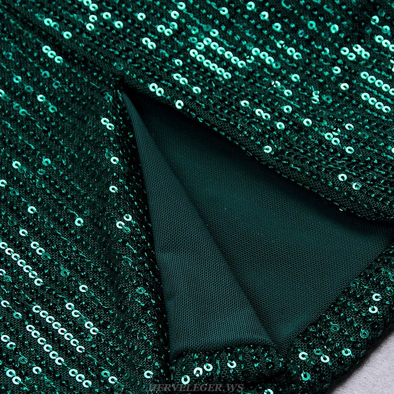 Herve Leger Green Sequin Dress