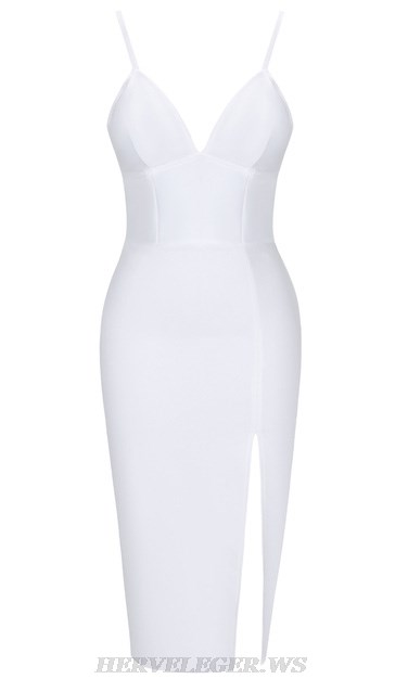 Herve Leger White Slit Detail Dress Herve Leger White Slit Detail Dress