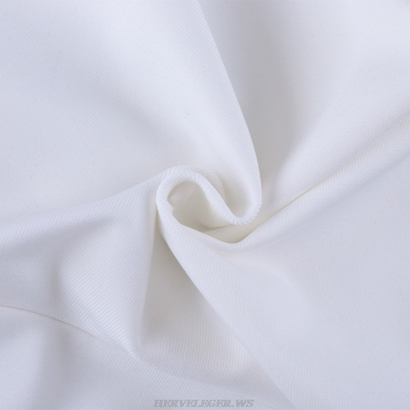 Herve Leger White Slit Detail Dress