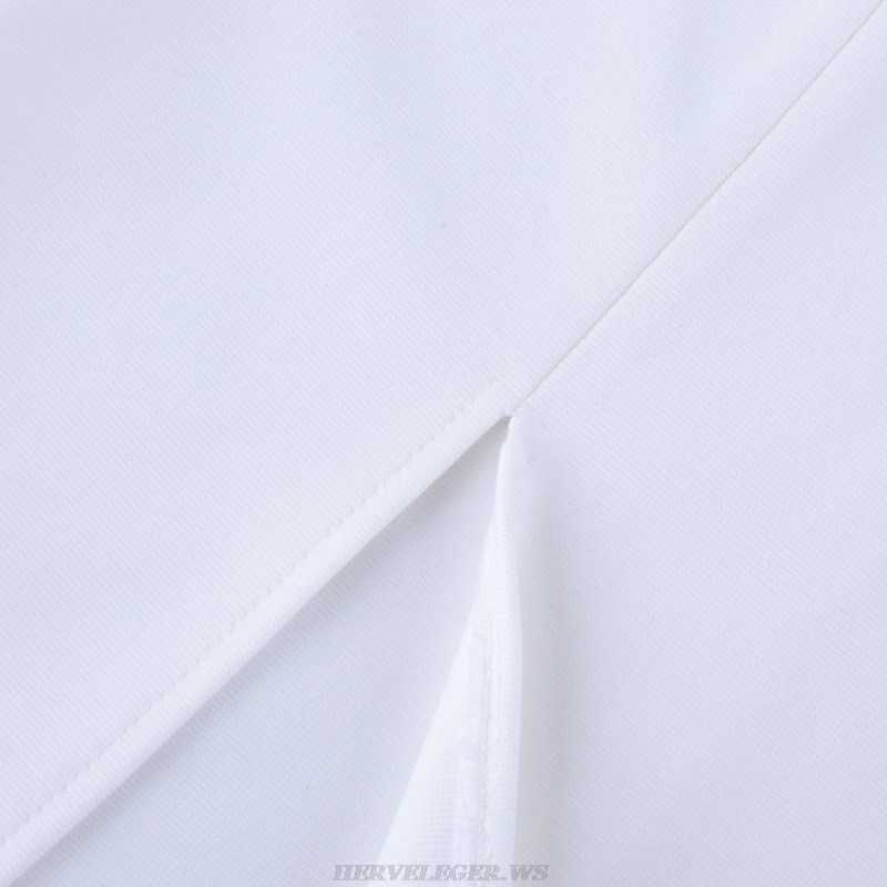 Herve Leger White Slit Detail Dress