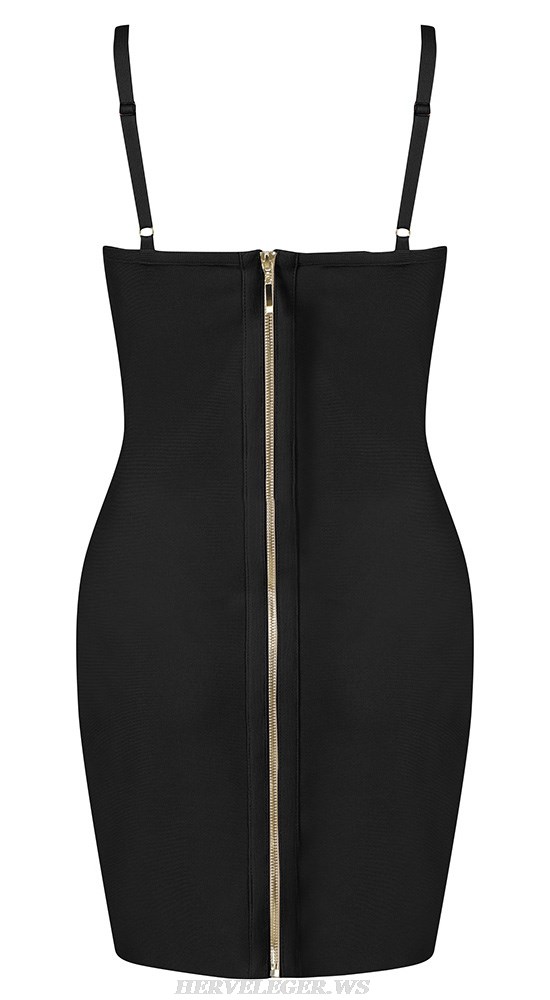 Herve Leger Black Studded Bustier Dress