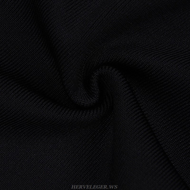 Herve Leger Black Asymmetric Strap Dress