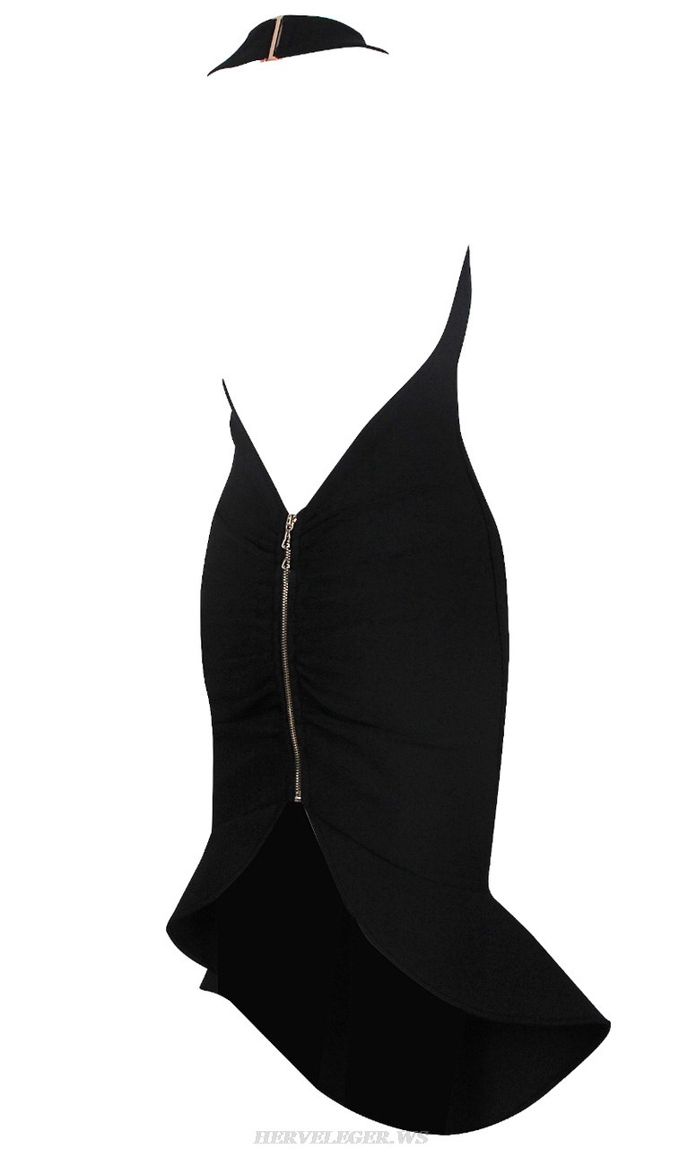 Herve Leger Black Halter Mermaid Dress
