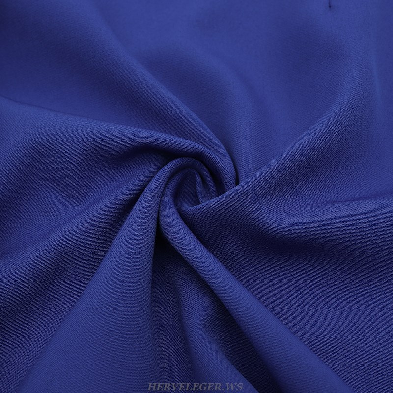 Herve Leger Blue Puff Long Sleeve Draped Blazer Dress