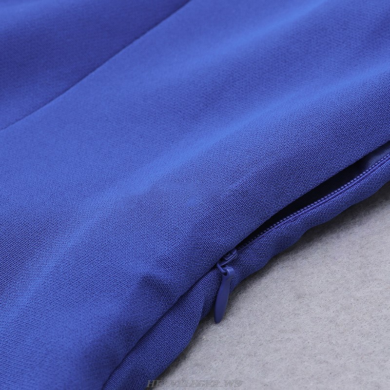 Herve Leger Blue Puff Long Sleeve Draped Blazer Dress