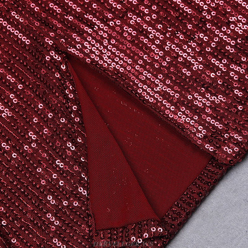 Herve Leger Burgundy Sequin Dress