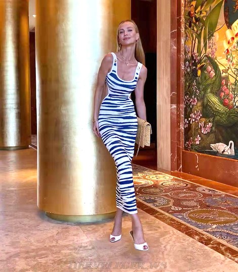Herve Leger Animal Print Side Cut Out Dress