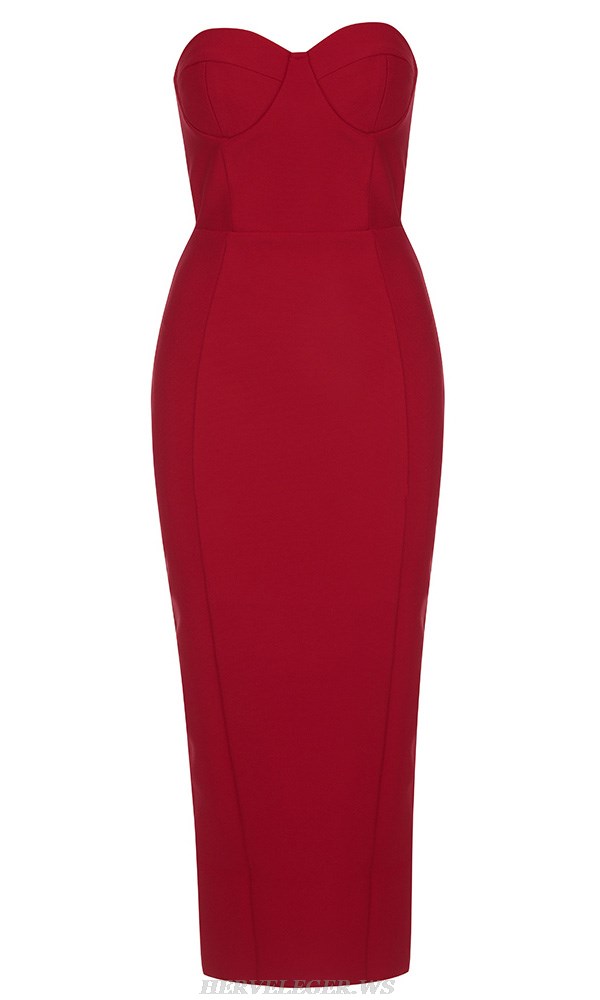 Herve Leger Red Strapless Corset Dress