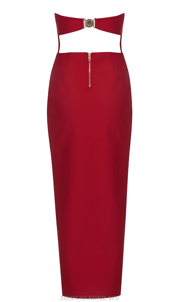 Herve Leger Red Strapless Corset Dress