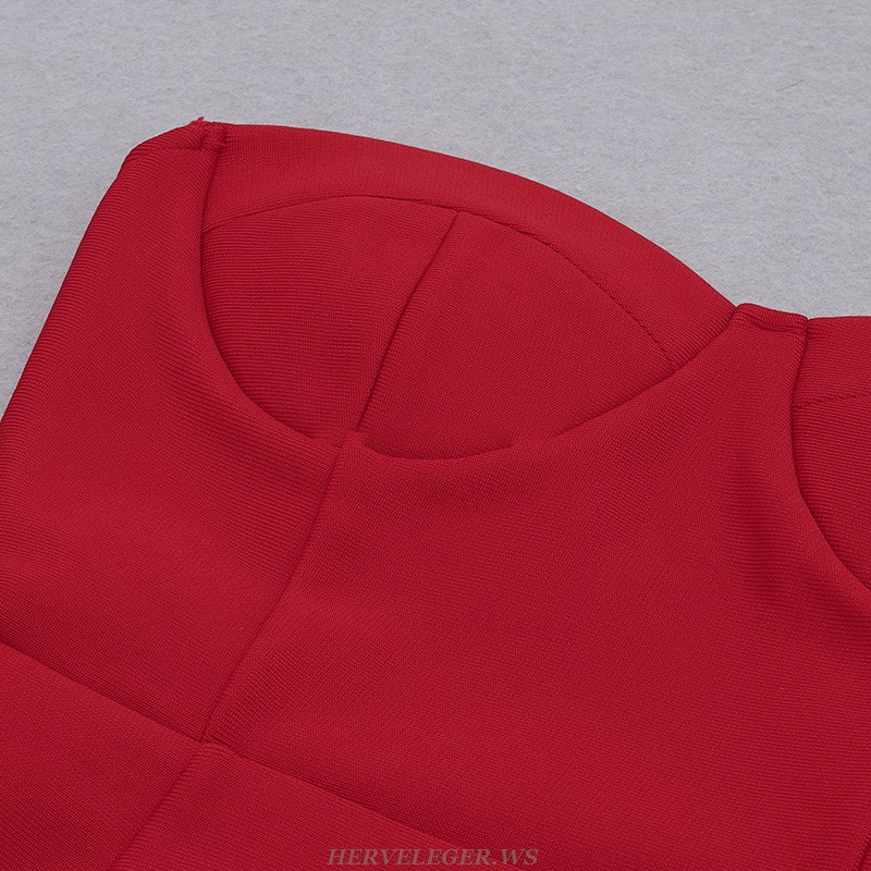 Herve Leger Red Strapless Corset Dress