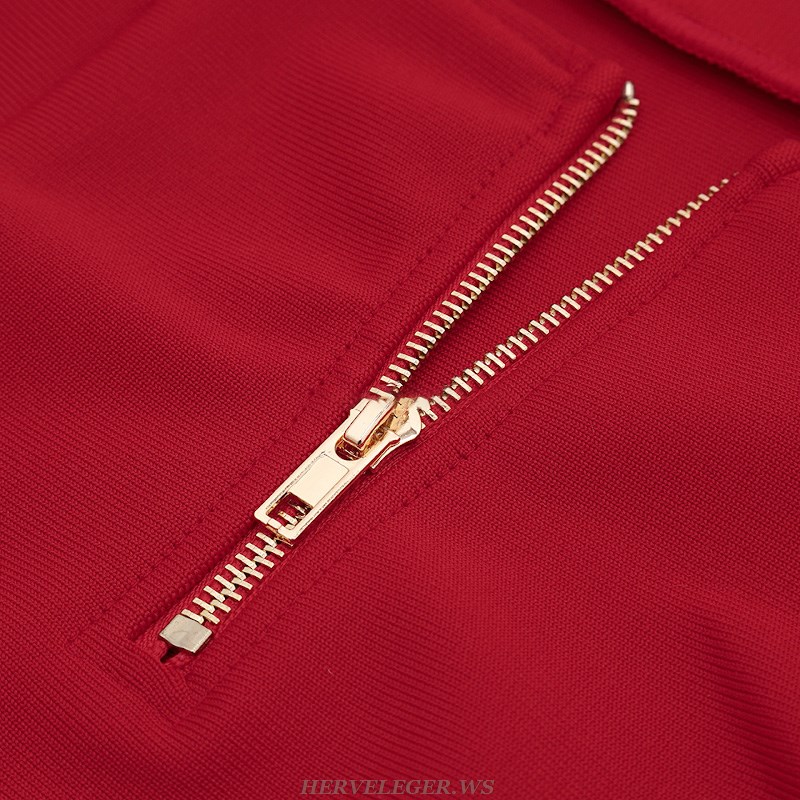 Herve Leger Red Strapless Corset Dress