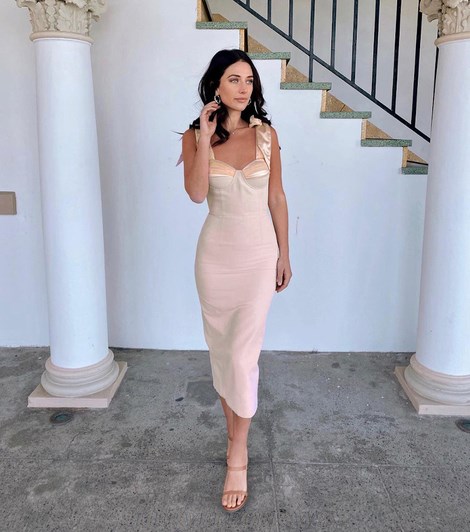 Herve Leger Nude Tie Detail Bustier Dress