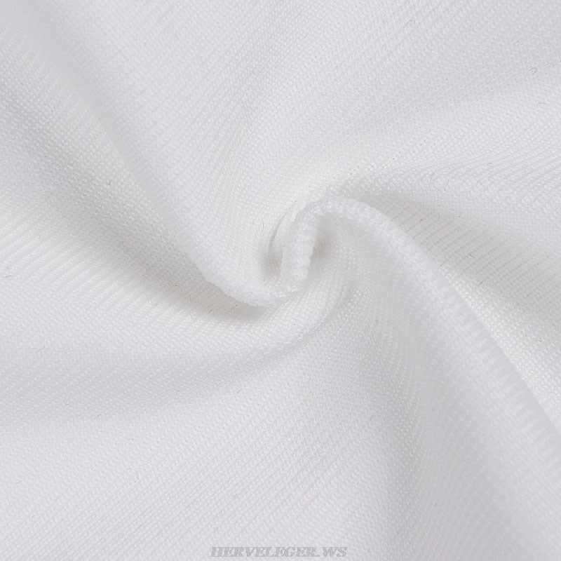 Herve Leger White Asymmetric Strap Dress