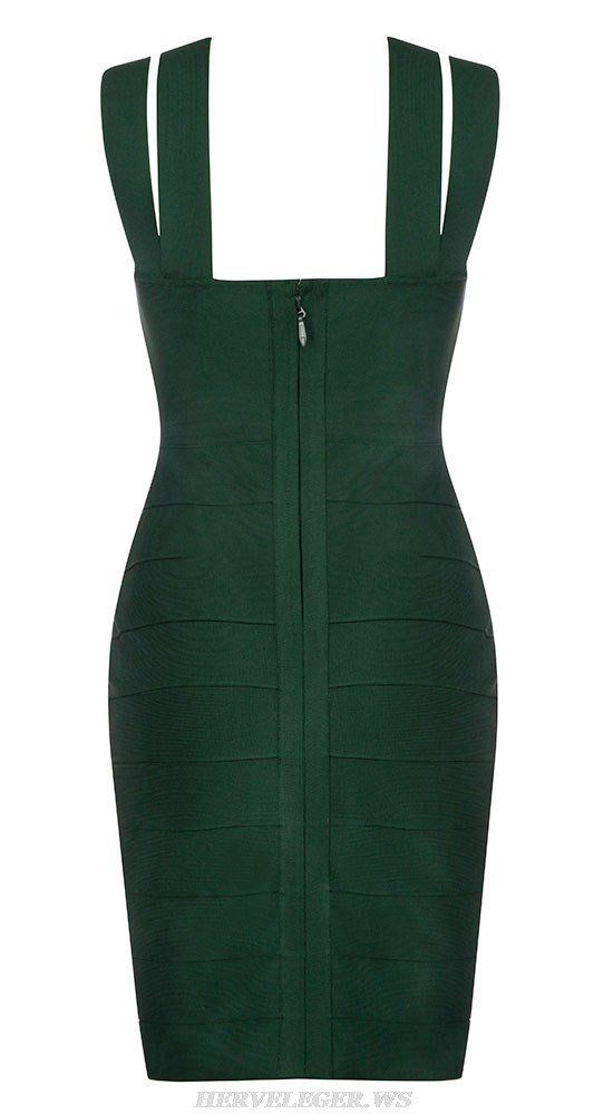 Herve Leger Green Cross Strap Dress