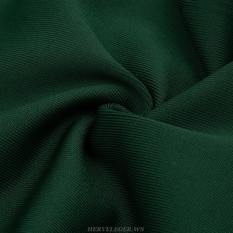 Herve Leger Green Cross Strap Dress