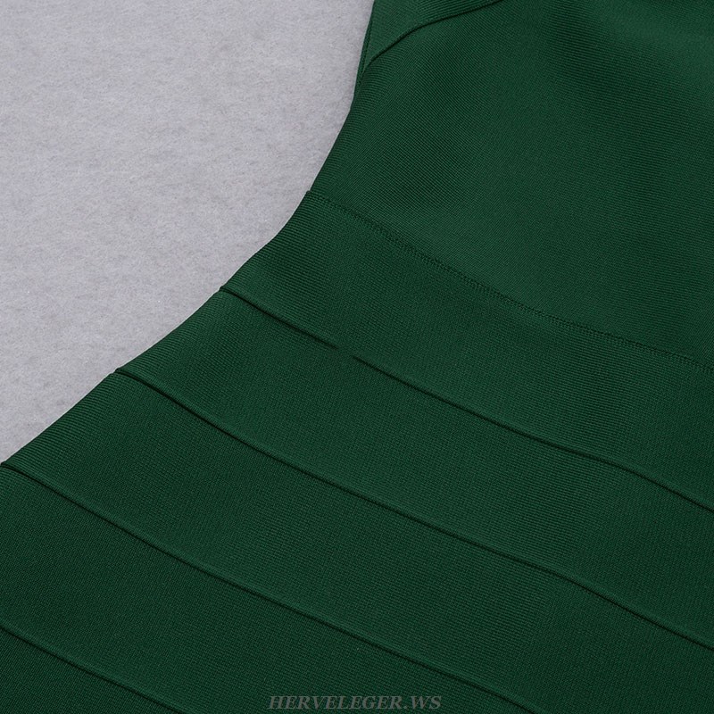 Herve Leger Green Cross Strap Dress