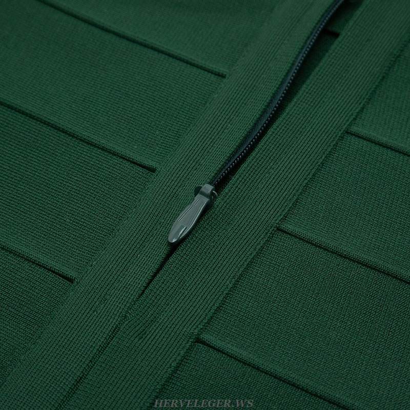 Herve Leger Green Cross Strap Dress