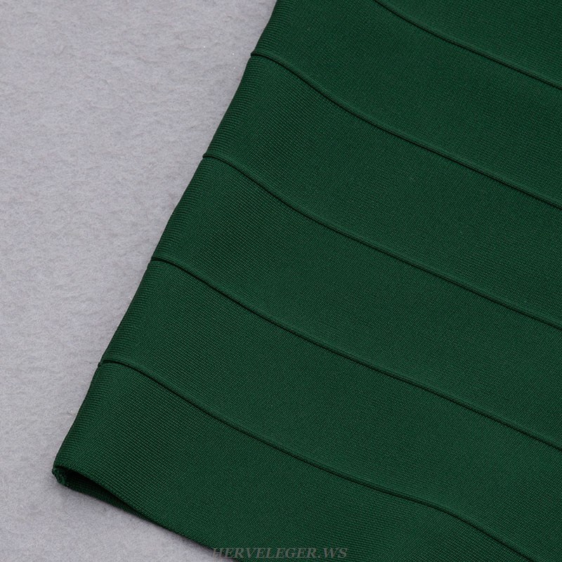 Herve Leger Green Cross Strap Dress