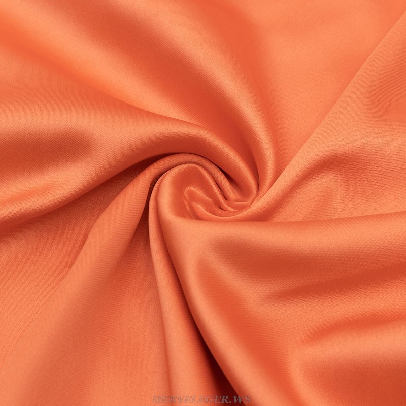 Herve Leger Orange Draped Backless Silk Dress