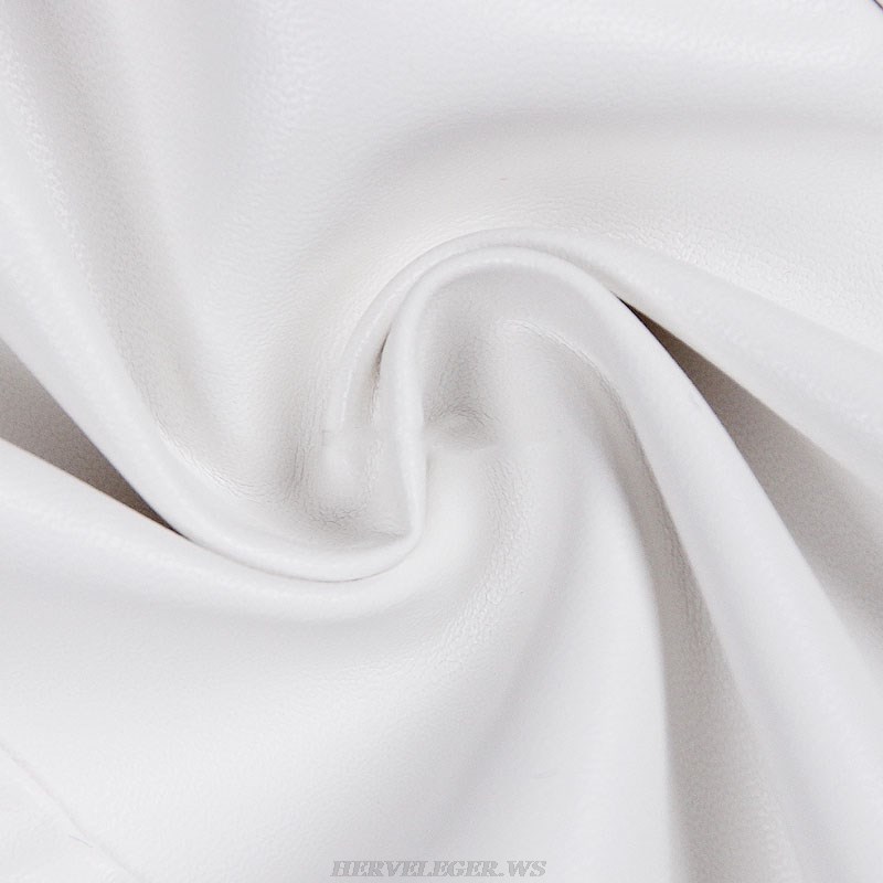 Herve Leger White Moon Sun Detail Faux Leather Dress